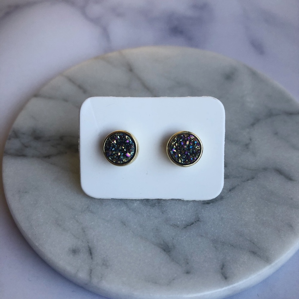 Rainbow Druzy Stud Earrings